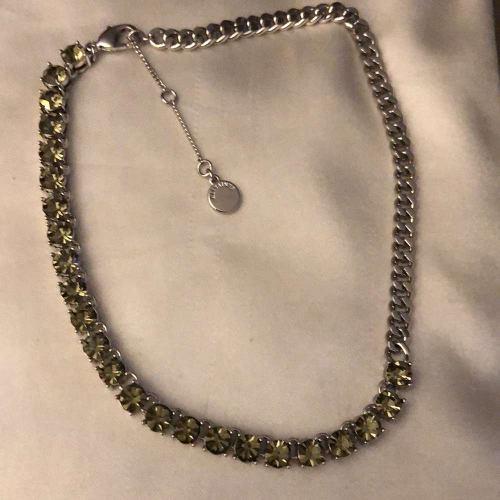 All Saints Mixed Silver Tone Curb Chain & Smoky Black Crystal Necklace NEW - Picture 5 of 13